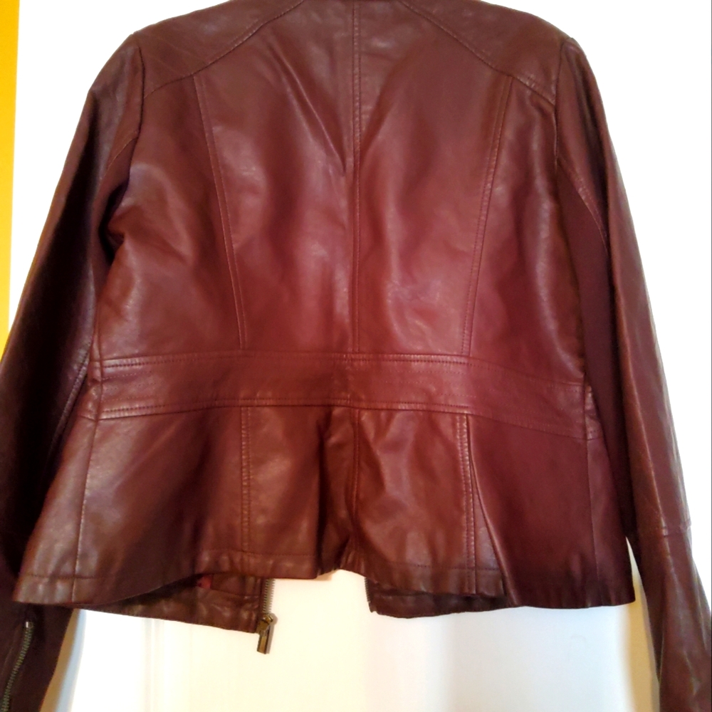Women's Burgundy Leather Jacket